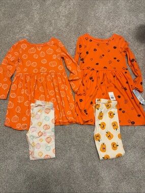 Old Navy pumpkin leggings, Cat & Jack Pumpkin Girls' dresses/leggings lot 5T